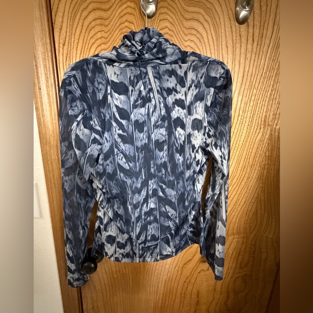 AllSaints Tia Long Sleeve Mesh Top | Blue | Size 10 - Picture 5 of 7